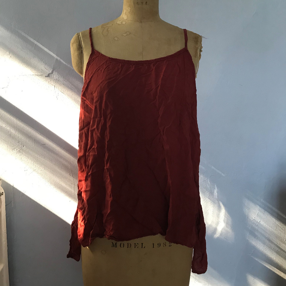 Red Flowy Tank Top with Low Back
